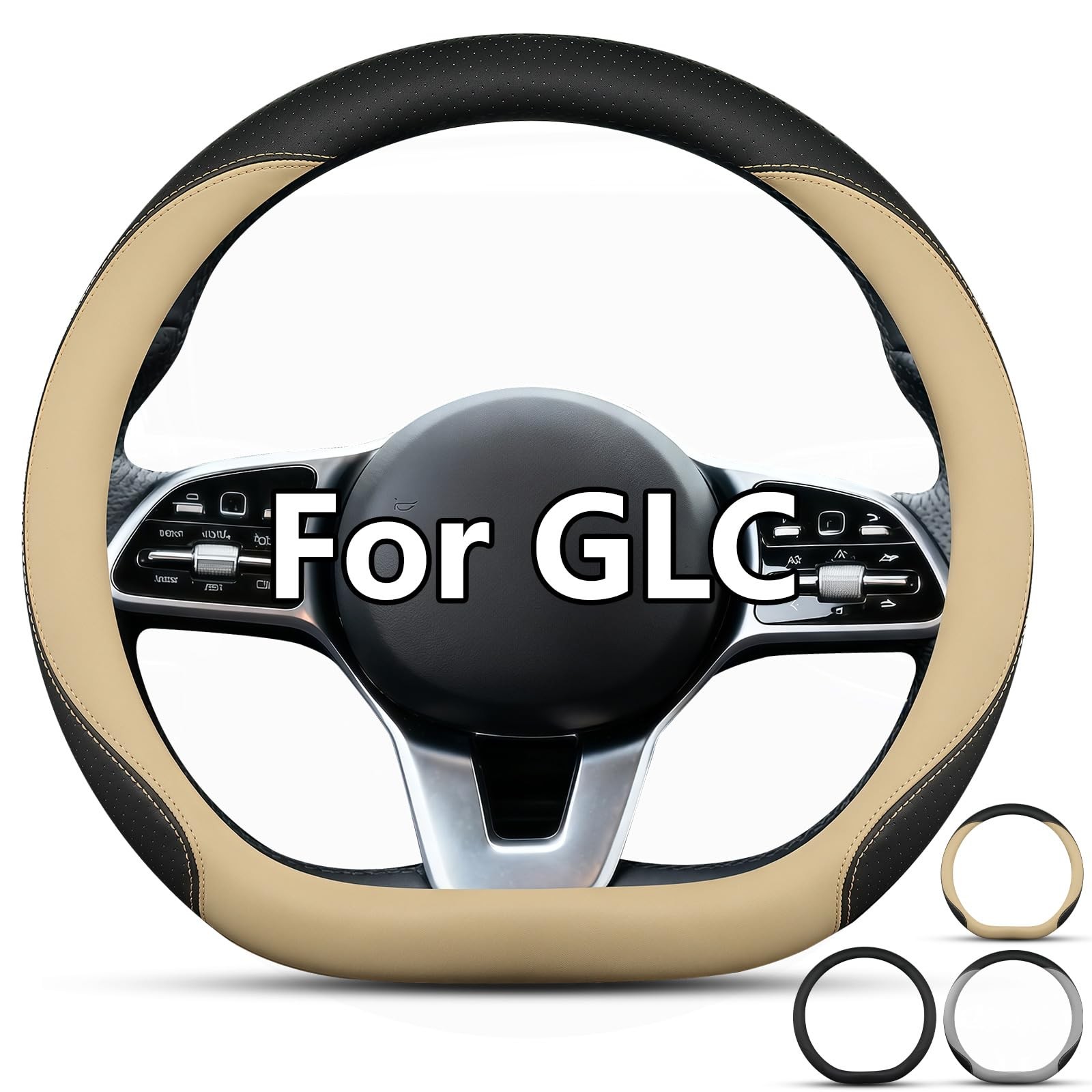 OHHMNKK D-Shaped Steering Wheel Cover for Benz GLC 2016-2024, D shape, Beige OHHMNKK D-Shaped Steering Wheel Cover for Benz GLC 2016-2024, D shape, Beige