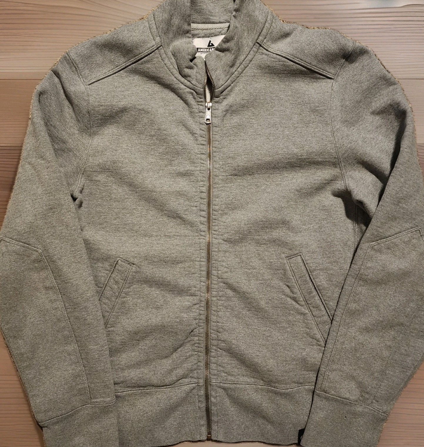 American Giant Jacket Mens XL Moto Gray Full Zip Fleece Bomber Made In USA Read