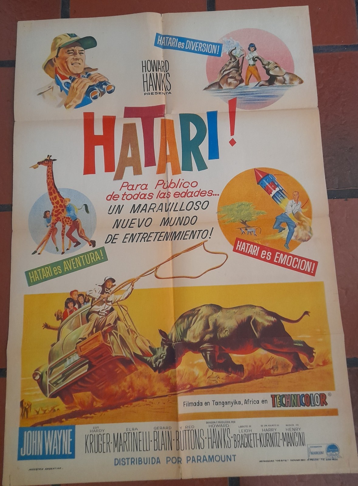 Afiche  original - HATARI - 1962