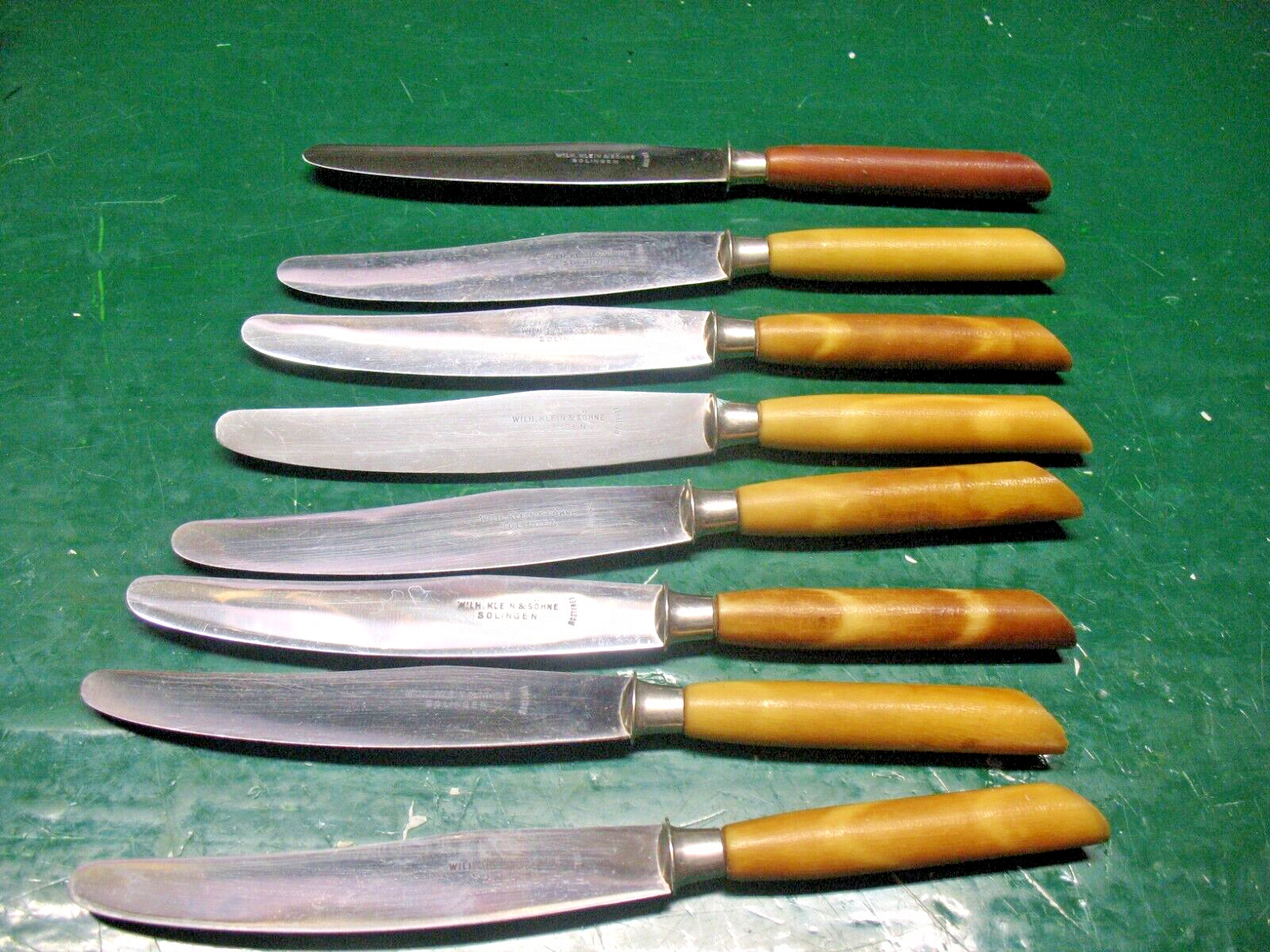 WILH. KLEIN & SOHNE  SOLINGEN ROSTFREI STEAK KNIVES (8)  FAUX  BONE HANDLES