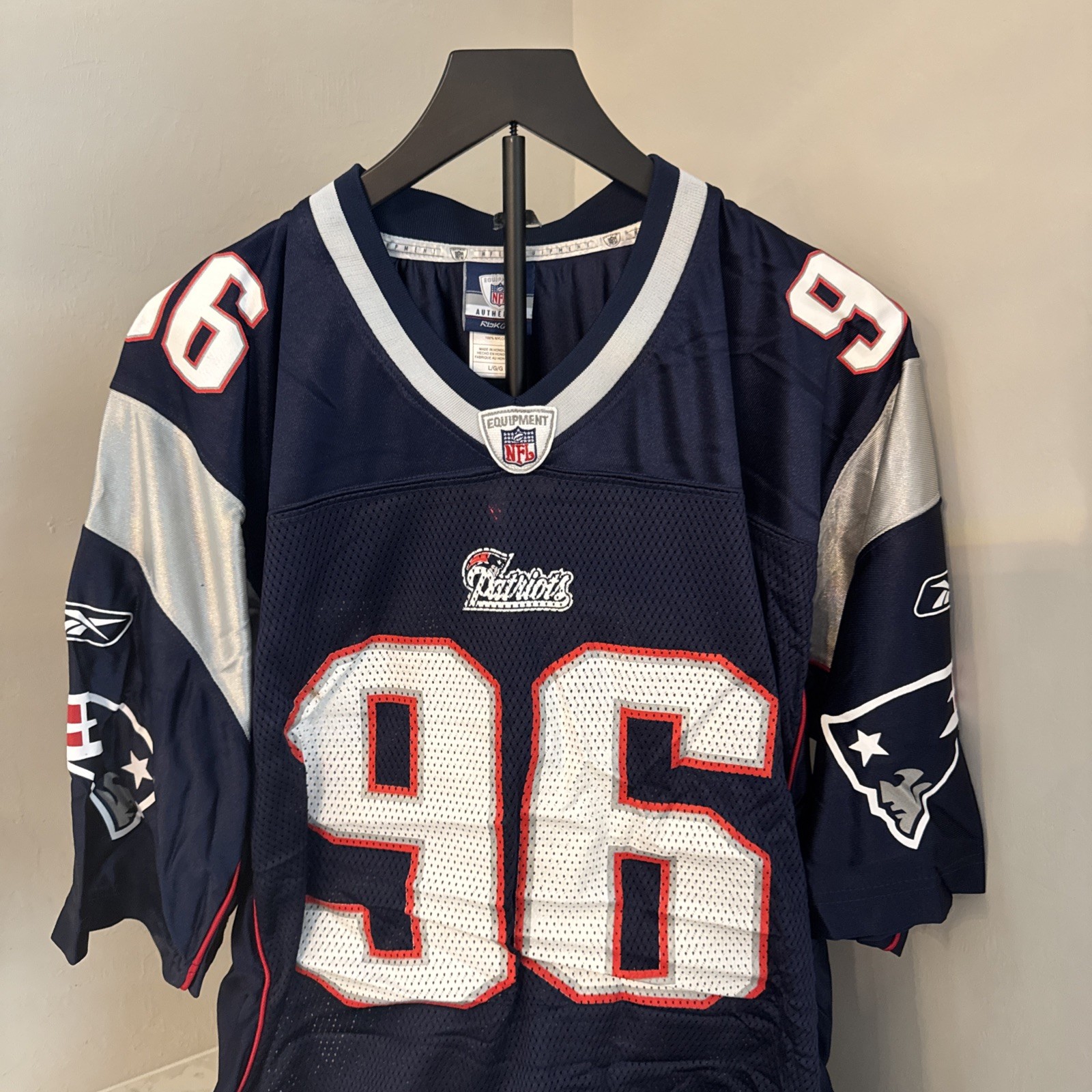 New England Patriots Vintage Reebok Authentic NFL Equipment Game Jersey Size L New England Patriots Vintage Reebok Authentic NFL Equipment Game Jersey Size L