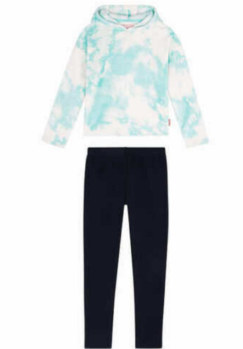 BCBG Girls 2 Piece Plush Hoodie Set W/Legging (Blue Tie-Dye, MEDIUM 10/12) NWT