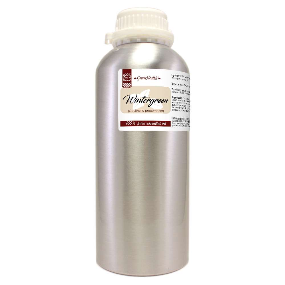 GreenHealth Wintergreen Essential Oil 32 fl oz 100% Pure Natural Aluminum Bottle
