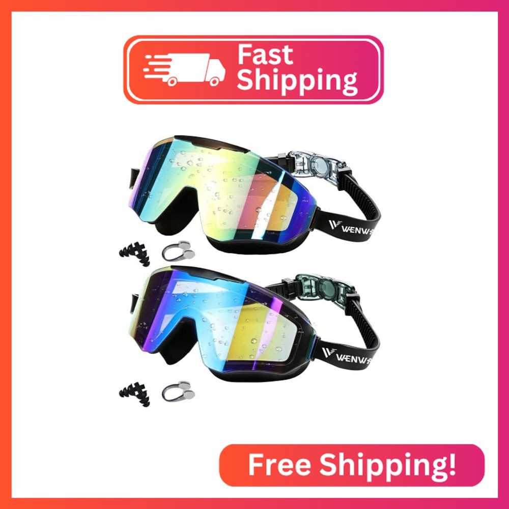 Wenwasno 2 Pack Kids Swim Goggles 6-16,Anti-UV Anti-Fog Wide View Swimming Goggl