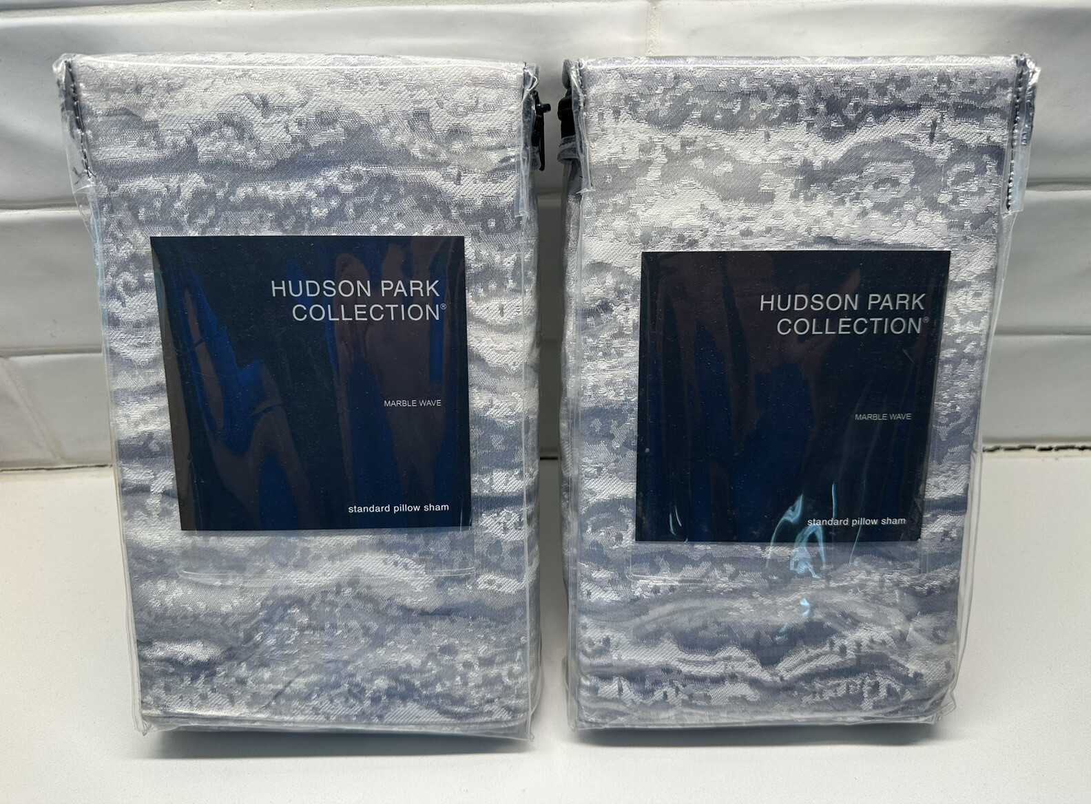 Lot of 2 NEW Hudson Park Marble Wave Standard Pillow Sham 
