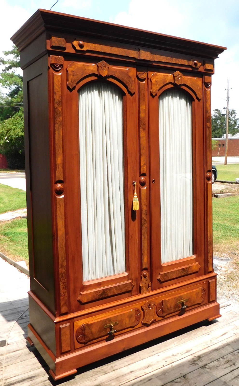 Victorian Walnut  Armoire Wardrobe Cabinet