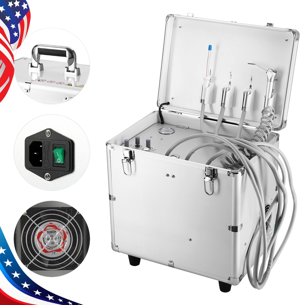 Portable Dental Delivery Turbine Unit with Compressor Suction Triplex Syringe