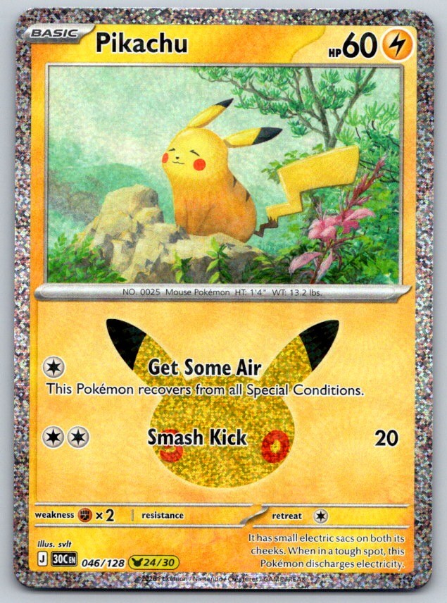 Pikachu Holo ME: 30th Celebration 046/128 Pokemon Card NM