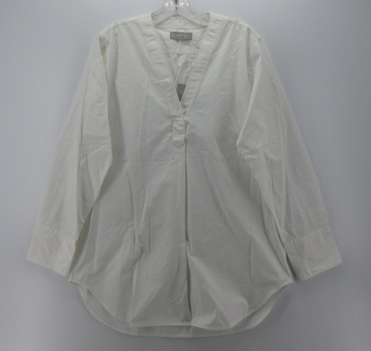 Everlane Top Women 12 White Popover Tunic Blouse Poplin Cloth Pullover NEW
