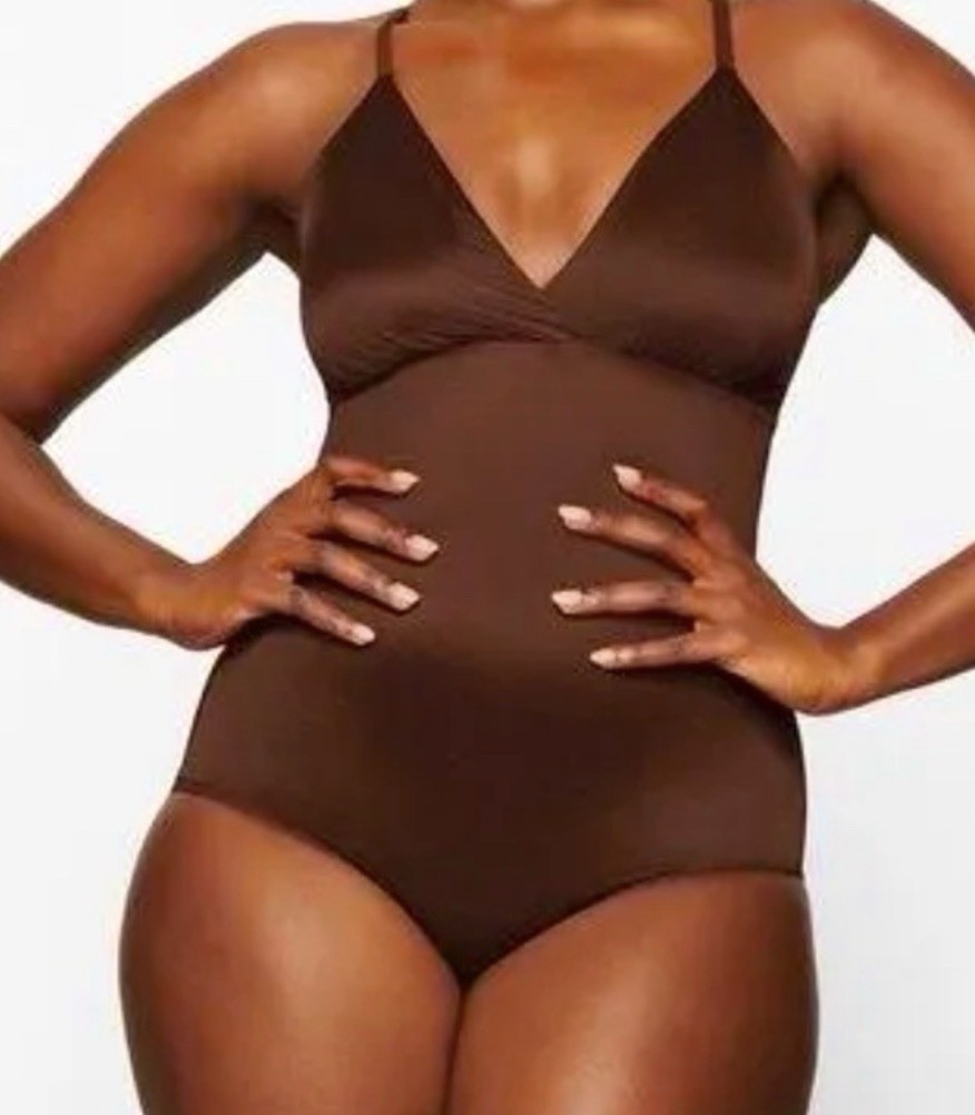 Skims Simply Bare Brief Bodysuit with Snaps - NEW - Jasper Brown - 3XL