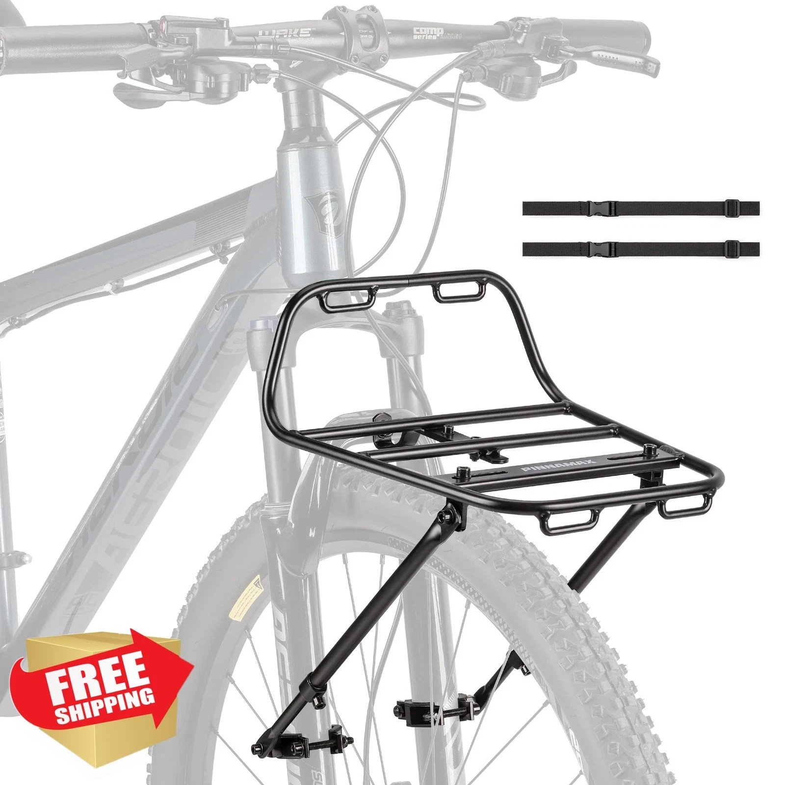 Bike Front Rack - Front Bicycle Cargo Rack with Struts - Front Mount Aluminiu... Bike Front Rack - Front Bicycle Cargo Rack with Struts - Front Mount Aluminiu...