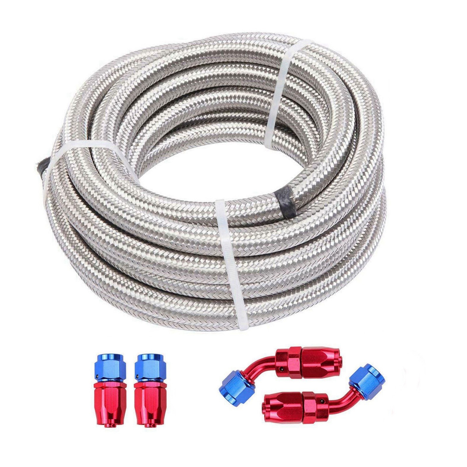 AN6 -6AN AN-6 3/8 Fitting Stainless Steel Braided Oil Fuel Hose Line 20FT Kit