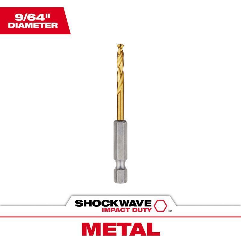 Milwaukee Shockwave 9/64 in. X 2.63 in. L High Speed Steel Red Helix Drill Bit