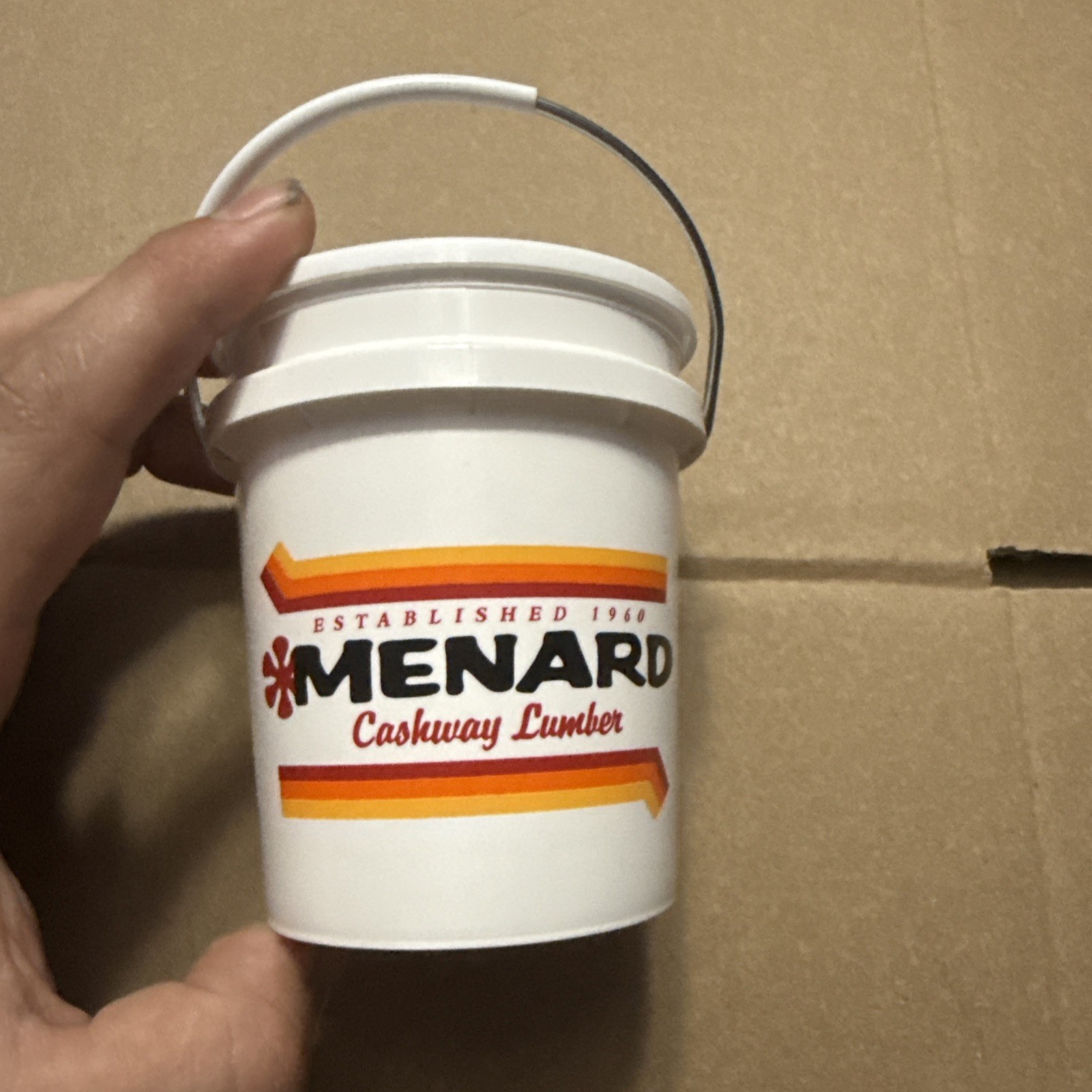 Vintage style Menards Mini Bucket 0.5in Retro