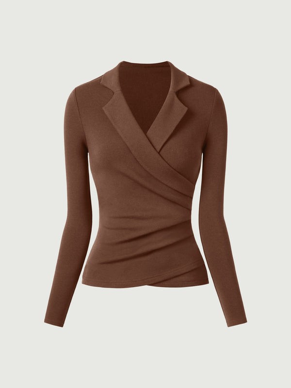 OGL Collared Surplice Top For Women All Size