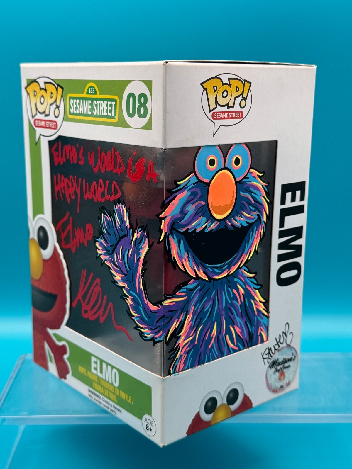 Kevin Clash signed quoted char name valuted Elmo Funko custom UV art MAS COA
