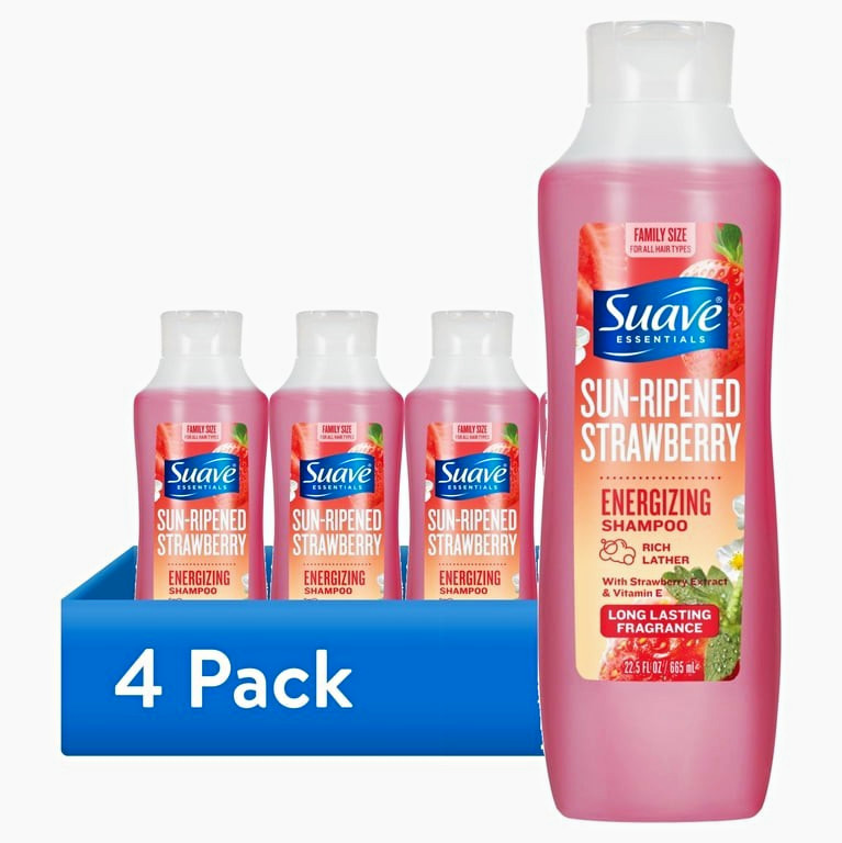 (4 Pack) Suave Essentials Strawberry Energizing Shampoo Cruelty-Free 22.5oz