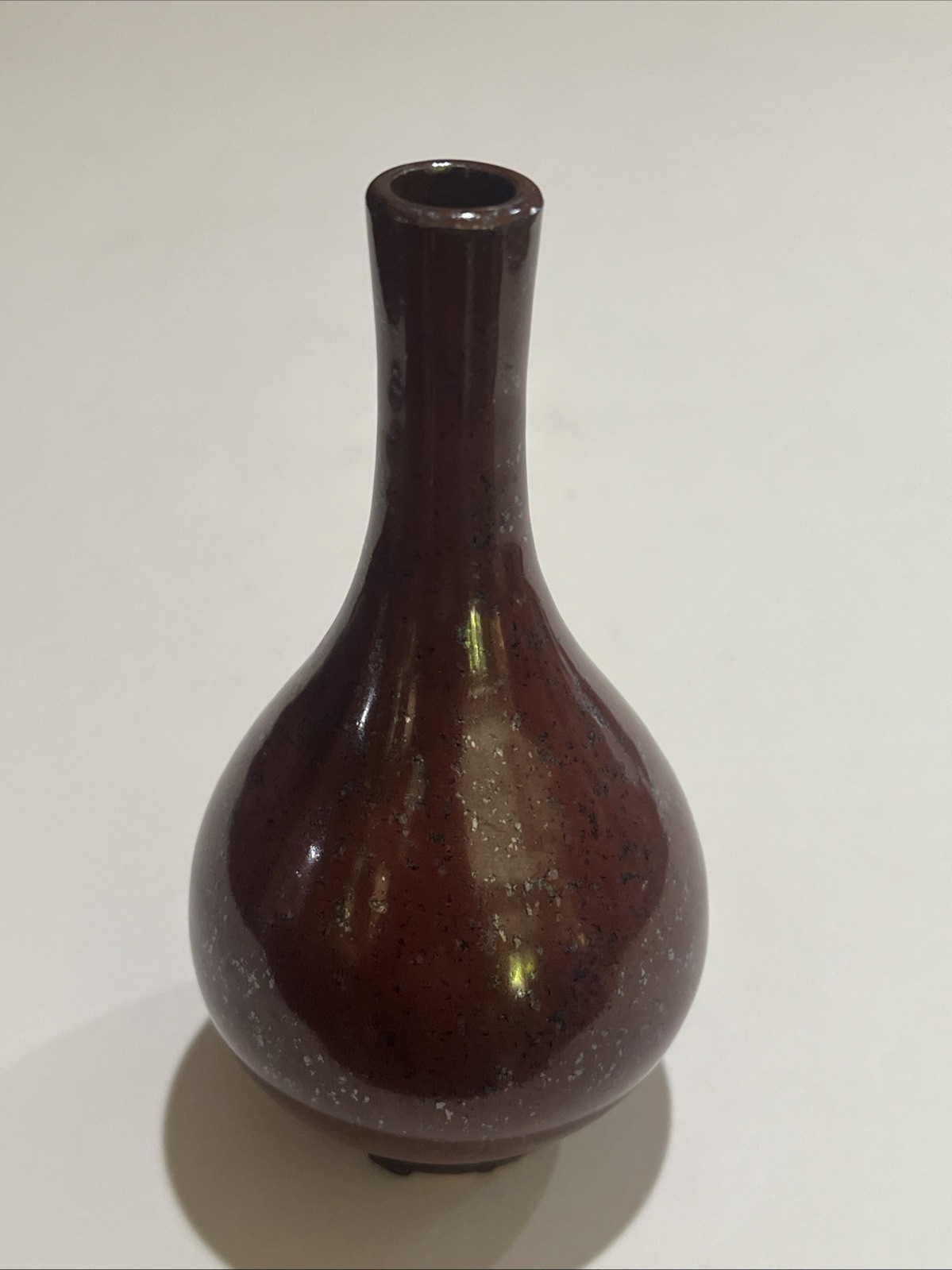 Antique Japanese Meiji Period Studio Ceramic Bottle/Vase - Oxblood/Flambe Glaze 