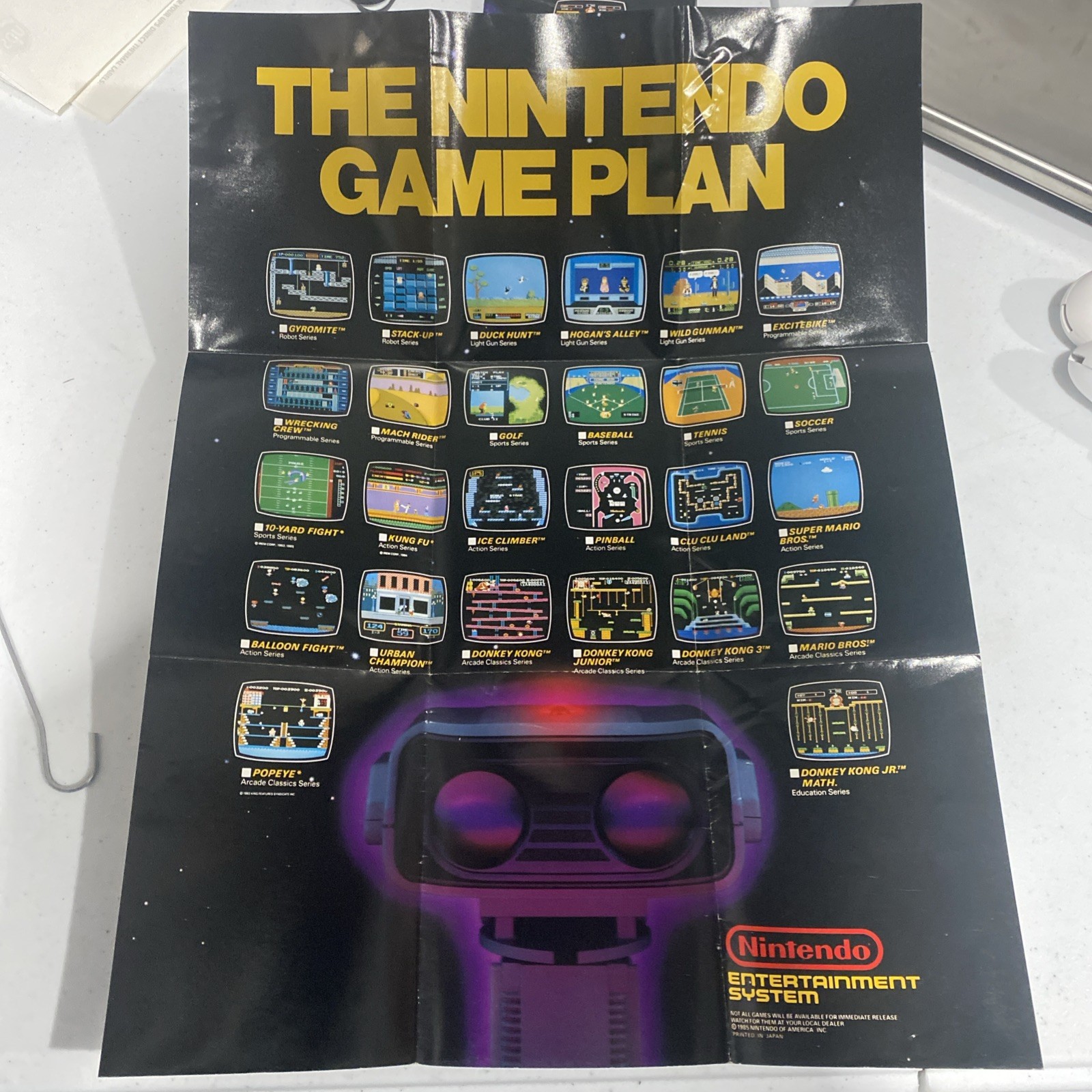 ORIGINAL VINTAGE 1987 The Nintendo Game Plan NES Mini Promo Poster Folded 12x16
