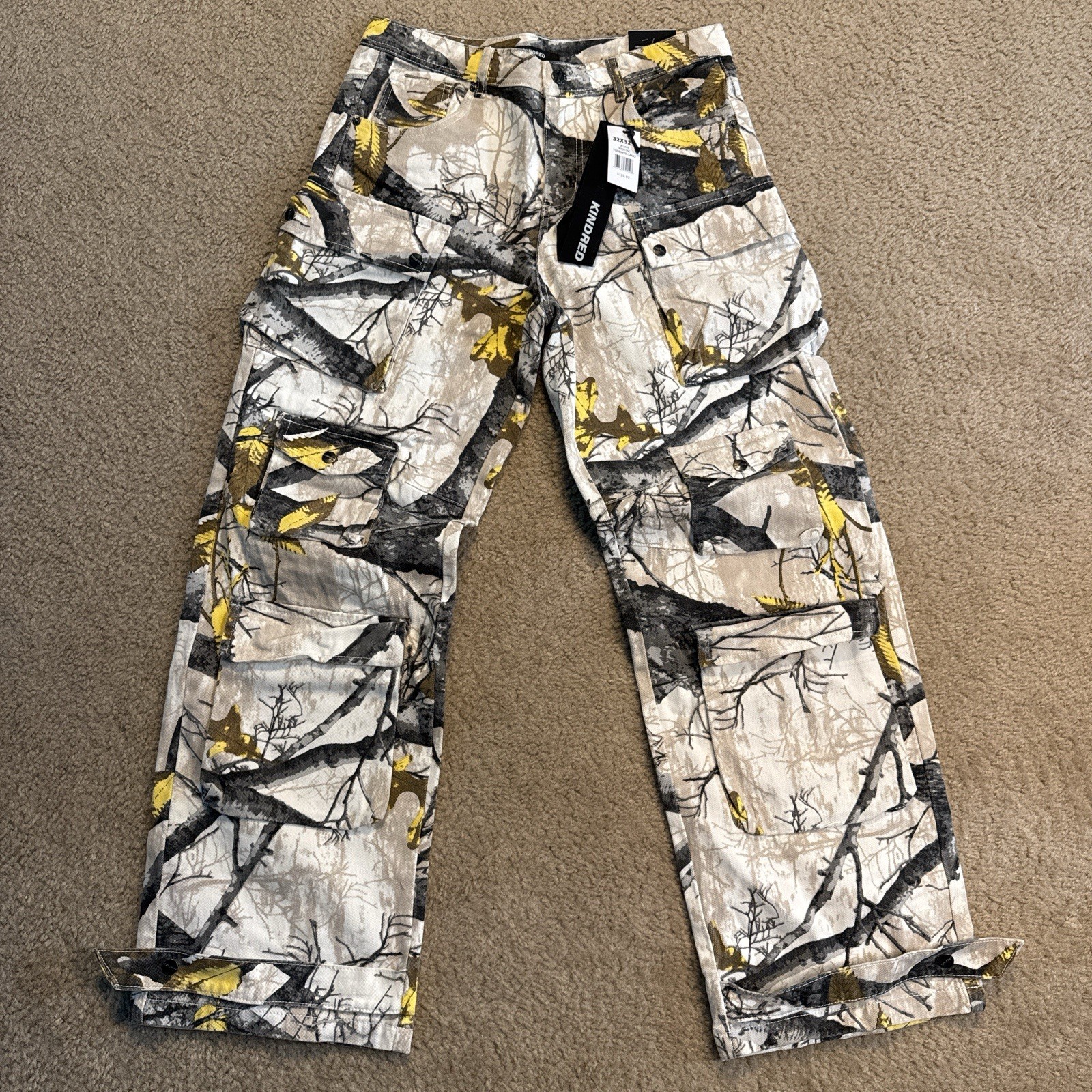 KINDRED Men’s BAGGYCamouflage Cargo Denim Pants Regular Size 32 STREETWEAR
