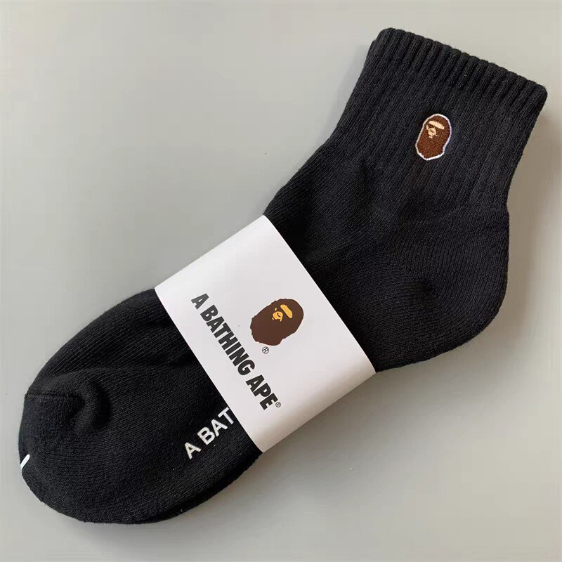 BAPE A Bathing Ape Head Embroidered Crew Socks - 3pcs