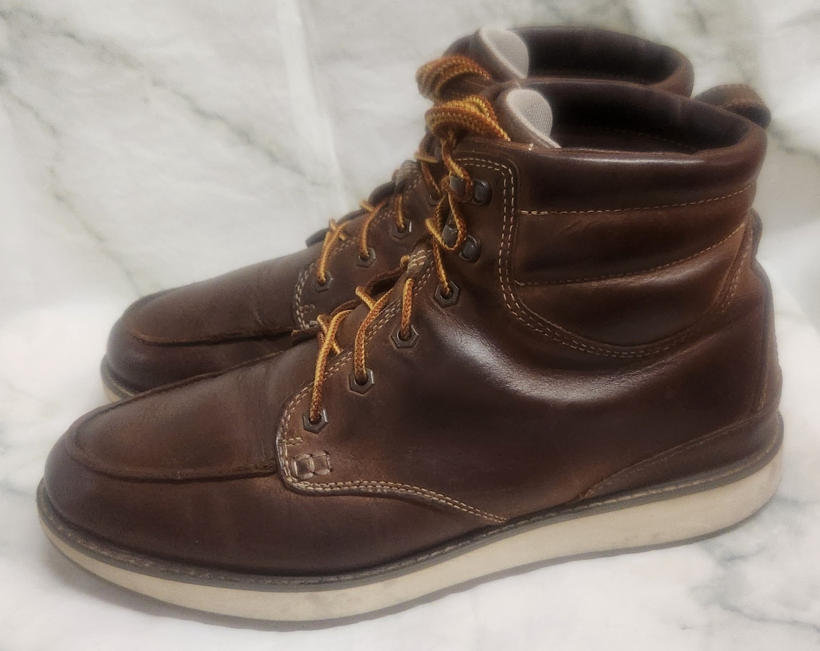 L.L. Bean Men\'s Stonington Moc Toe Lace Up Boots Dark Oakwood Size 13 M 507137
