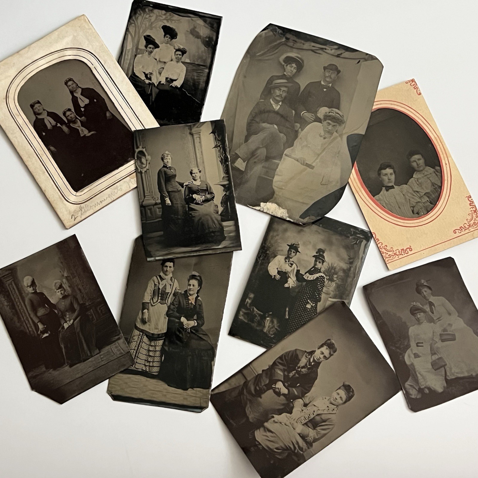 Antique Tintype Photograph Beautiful Young Fashionable Women Woman Lot Of 10