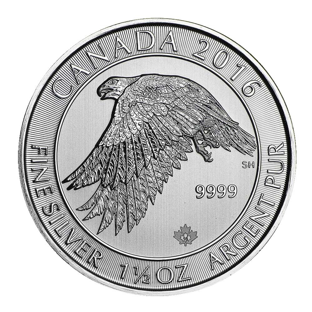 2016 $8 Canadian Silver 1.5 Troy oz White Falcon .9999 Fine 2016 $8 Canadian Silver 1.5 Troy oz White Falcon .9999 Fine