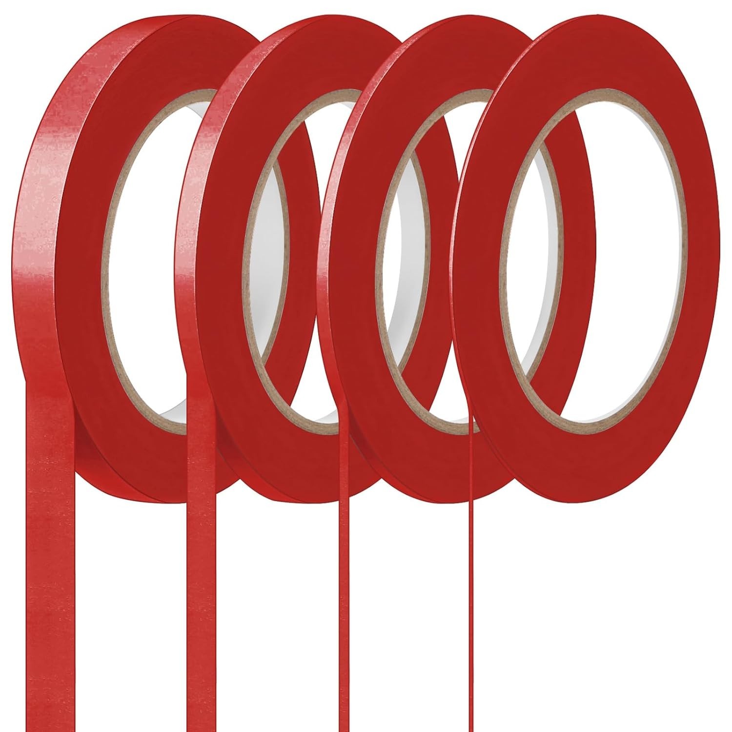 4 Pack Red Pinstripe Tape Painters 1/16 1/8 1/4 1/2 Inch,Red,55 Yd