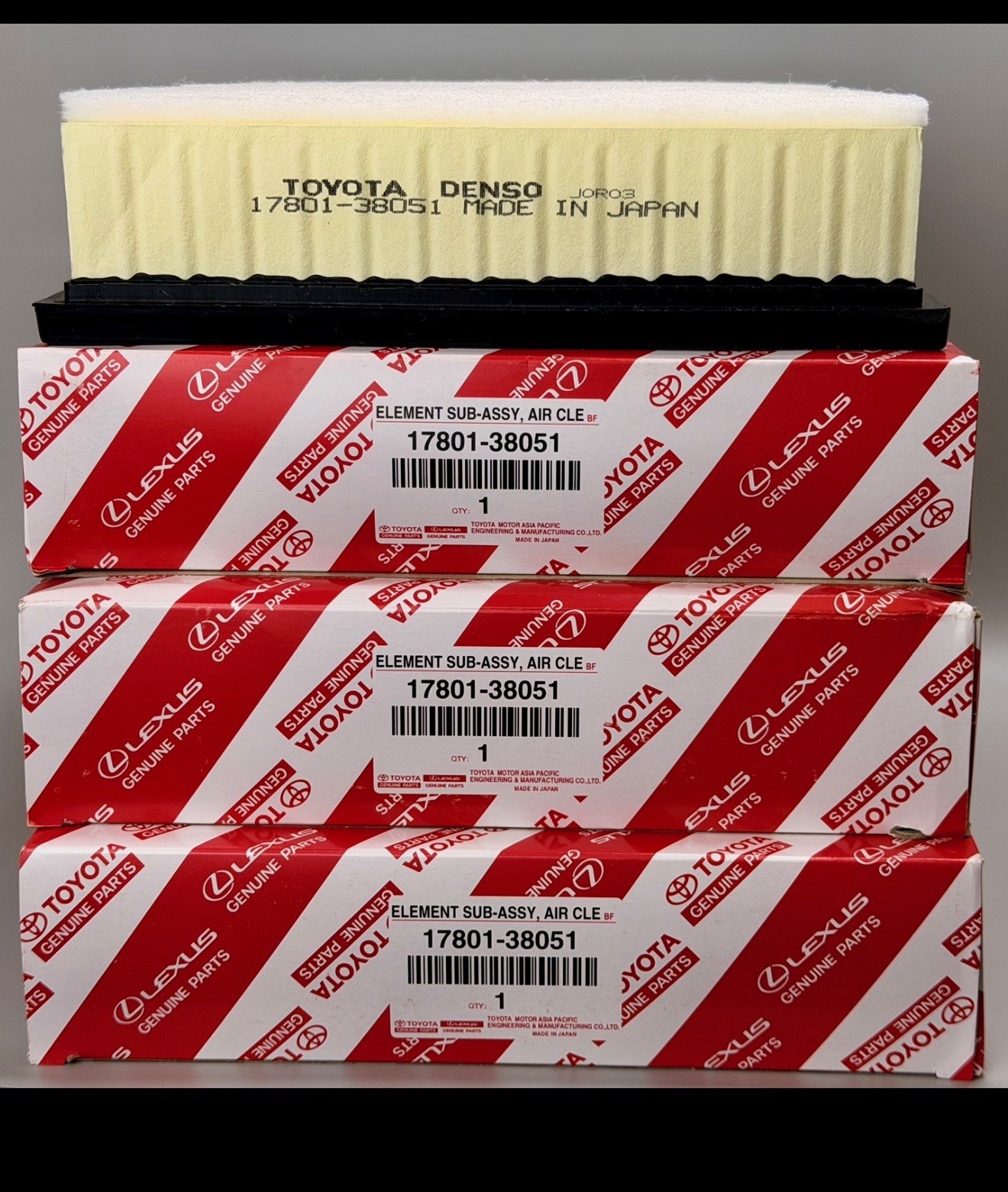 2010-2024 Toyota Genuine OEM Engine Air Filter 17801-38051 . Set x  of 3pcs