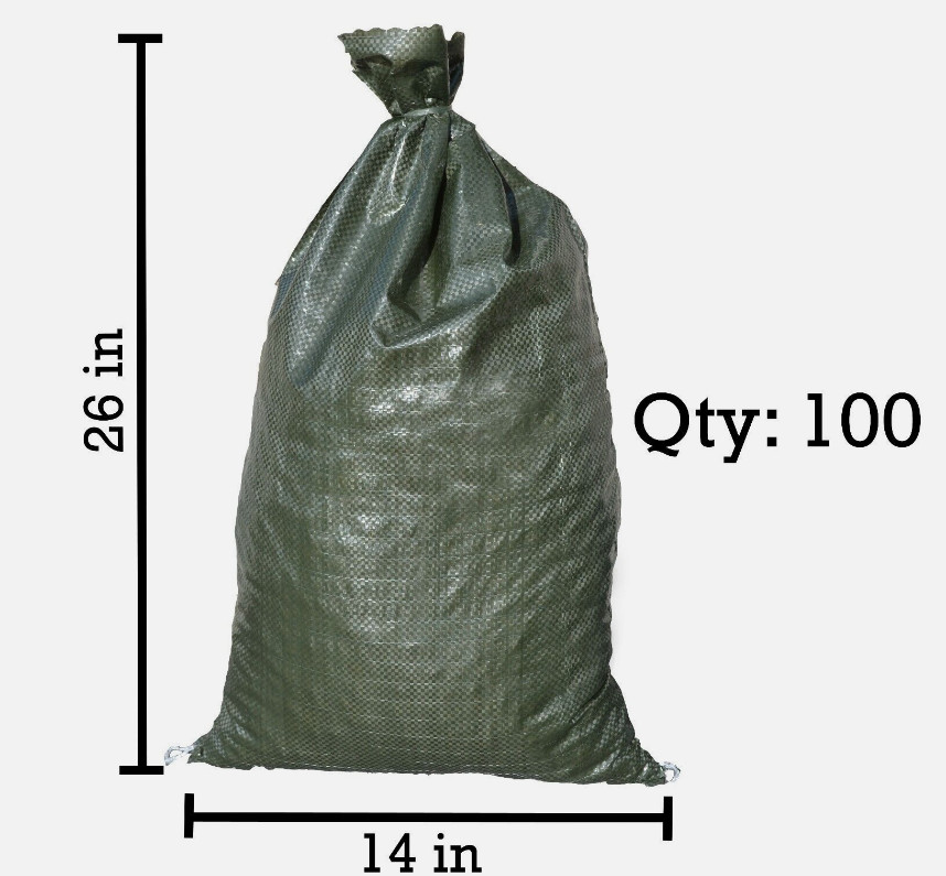 MILITARY (100 PACK) Green Empty Sandbags bags Sandbaggy 14\