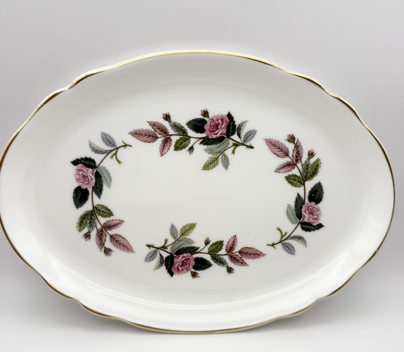 Vintage Wedgwood Hathaway Rose Oval Serving Dish Tray Platter Fine Bone China