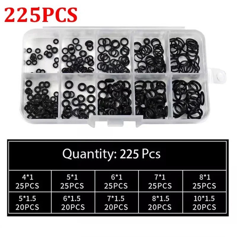 450pcs Rubber O-Ring Seal Kit Nitrile Gasket Assortment Repair Set Box - NEW