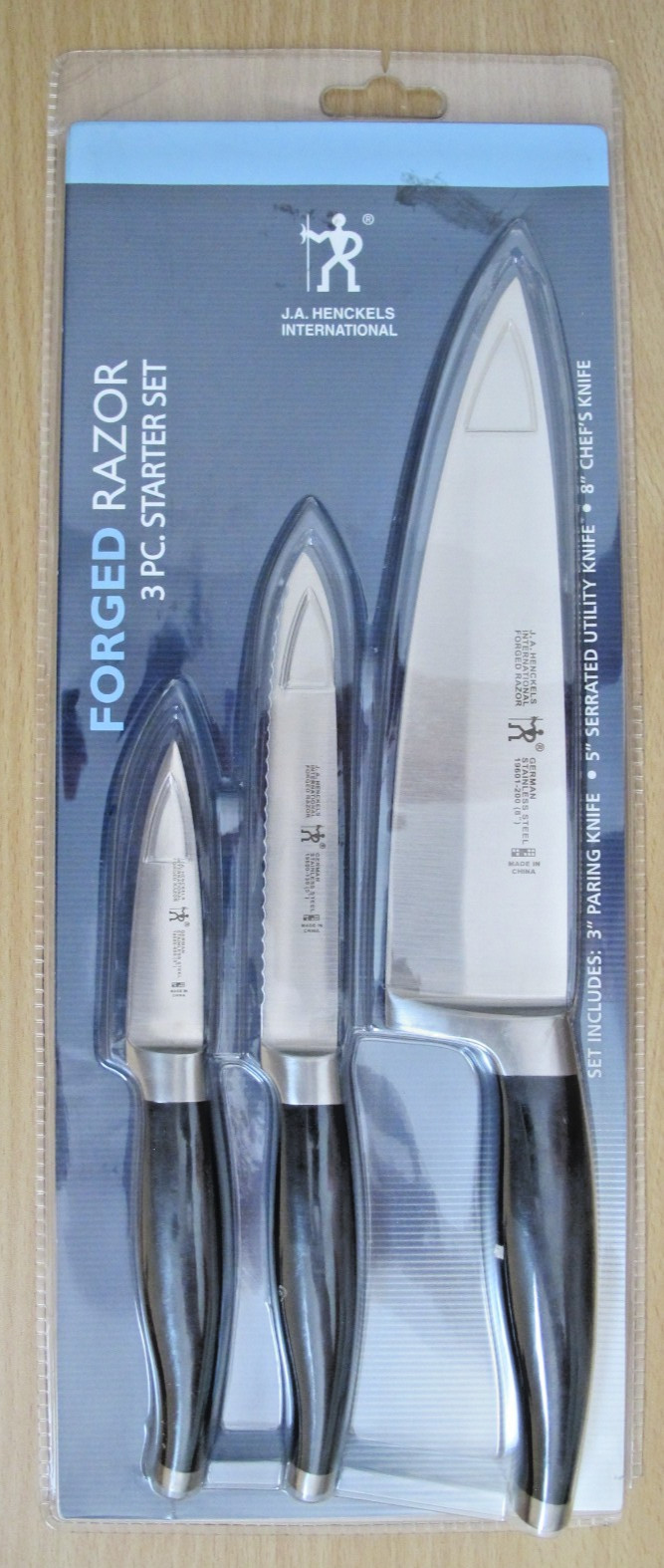 J.A. HENCKELS International Forged Razor 3 PC Chefs Starter Knife Set J.A. HENCKELS International Forged Razor 3 PC Chefs Starter Knife Set
