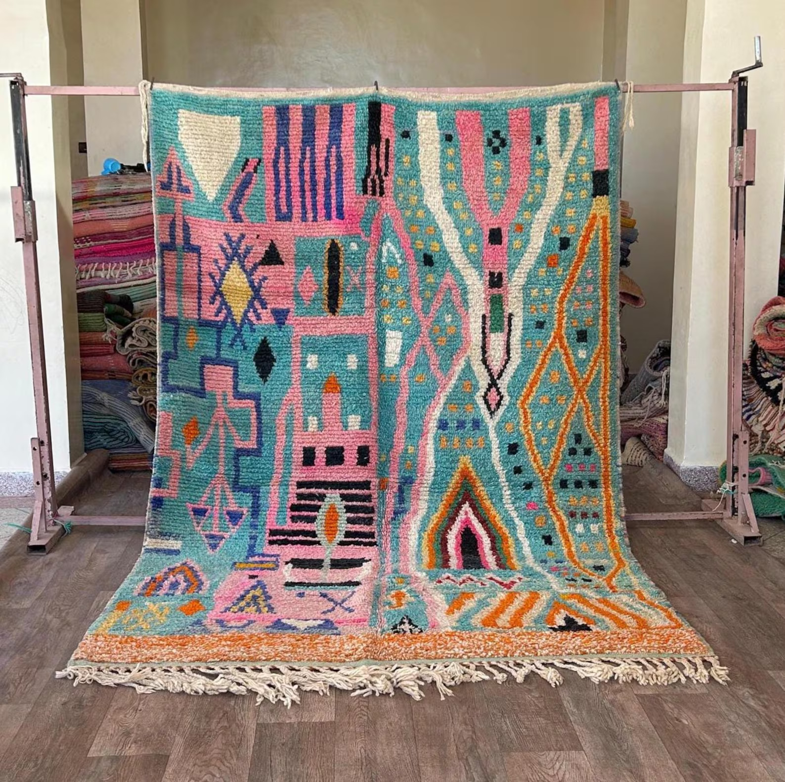 Custom Moroccan Berber Wool Rug Color Multicolor Handmade Area Design Carpet Rug