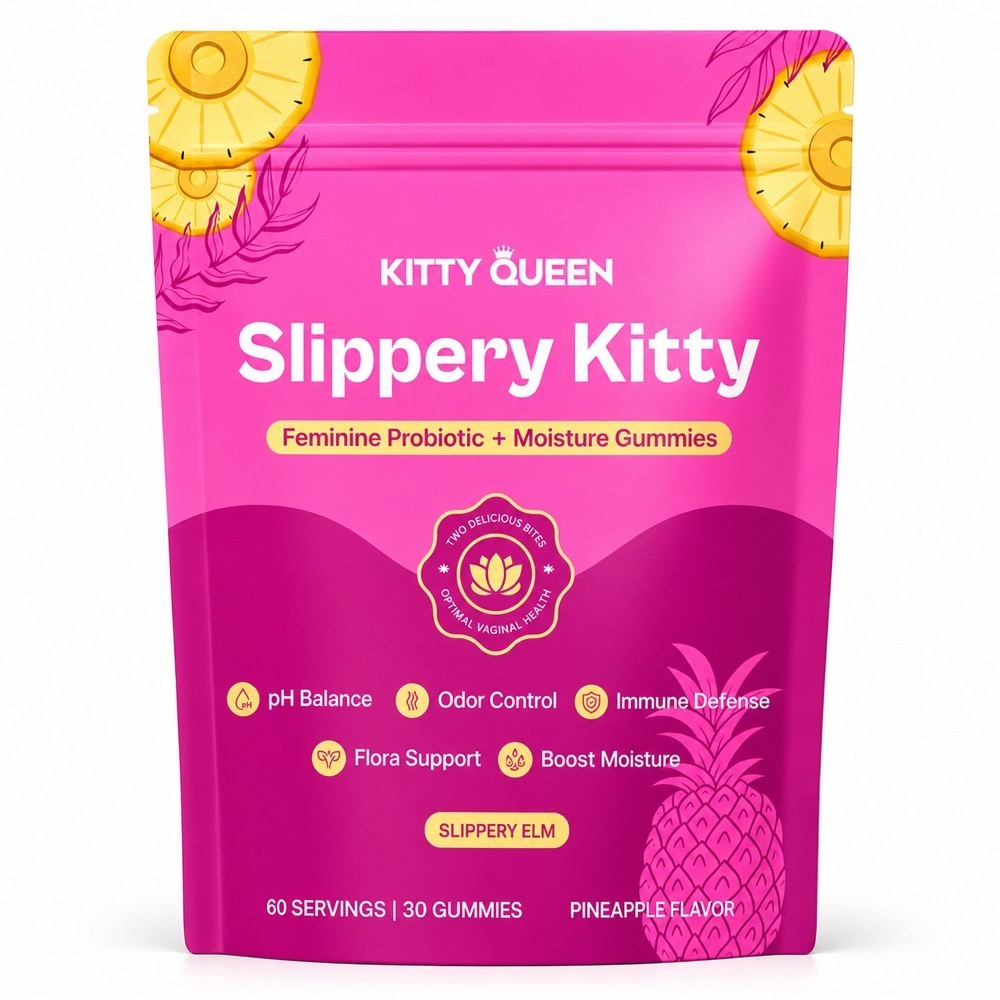 Kitty Queen Slippery Kitty – Feminine Probiotic & Moisture Gummies, Pineapple Kitty Queen Slippery Kitty – Feminine Probiotic & Moisture Gummies, Pineapple