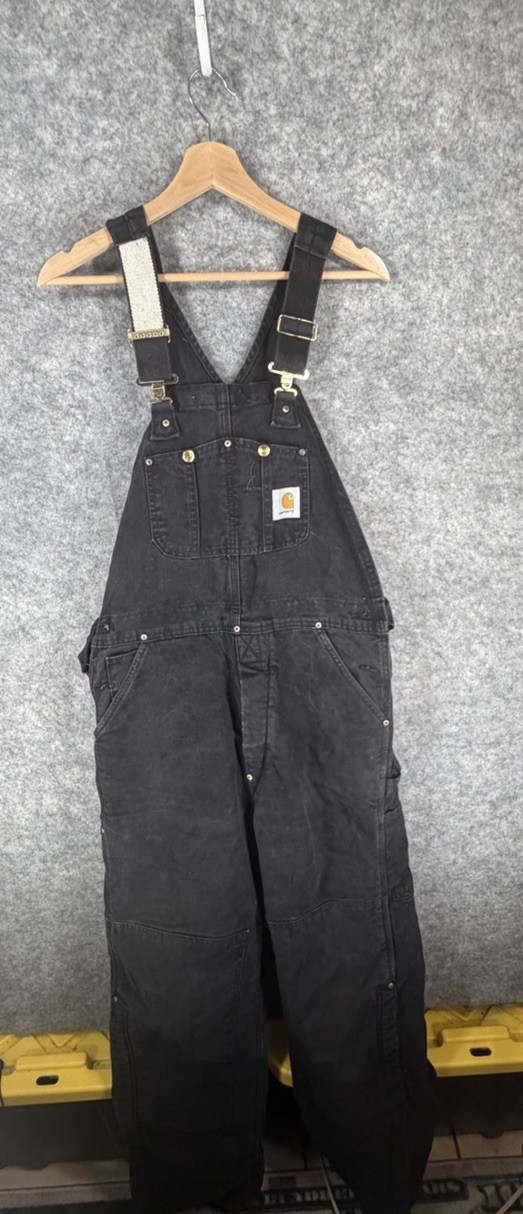 Vintage Carhartt Bib Overalls Mens 34x34 R02 Black Insulated USA Made Y2K Work Vintage Carhartt Bib Overalls Mens 34x34 R02 Black Insulated USA Made Y2K Work