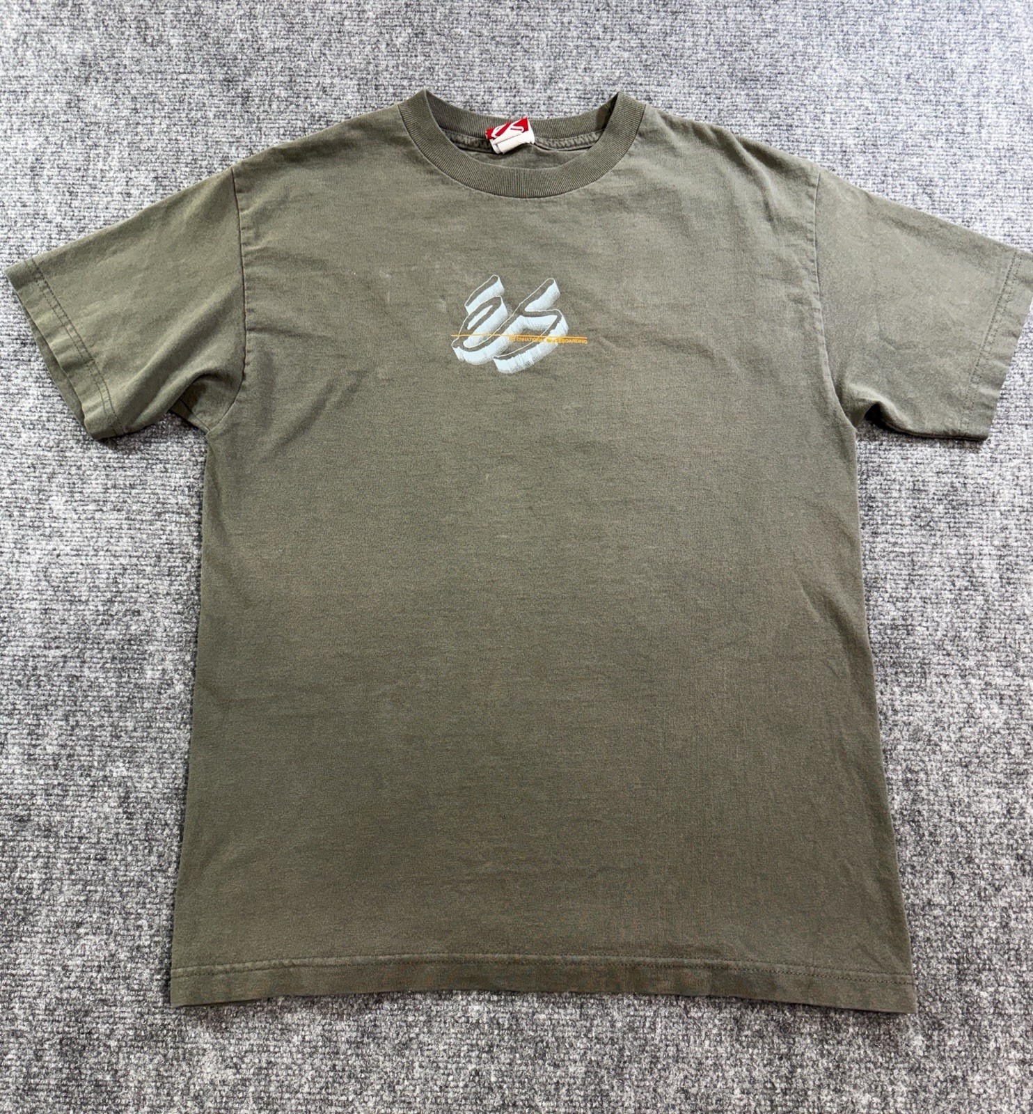 Vintage eS Skateboarding T Shirt Army Green Faded Logo Tee Mens Medium