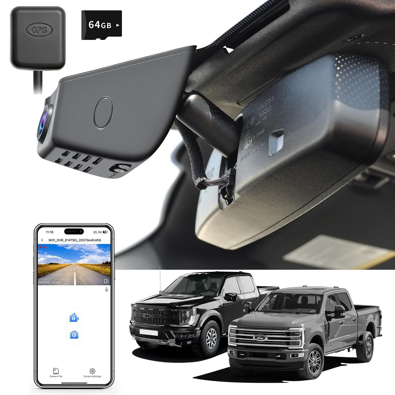 Mangoal Dash Cam 4K Custom for Ford F150 2018-2025 Lightning 2022-2025 F250/F350