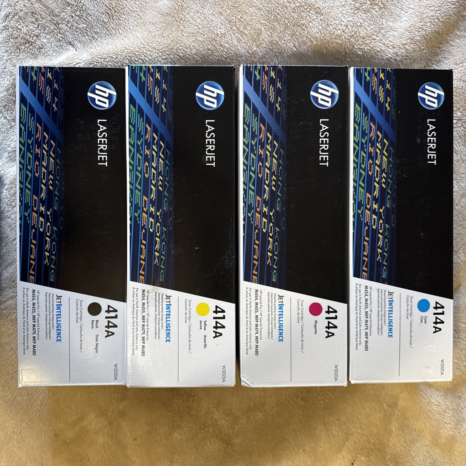 Genuine HP 414A LaserJet Toner Set W2020A W2021A W2022A W2023A New Sealed Genuine HP 414A LaserJet Toner Set W2020A W2021A W2022A W2023A New Sealed