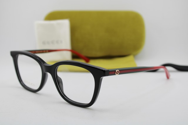 NEW GUCCI GG 1864O 001 BLACK RED GREEN AUTHENTIC EYEGLASSES 50-18 NEW GUCCI GG 1864O 001 BLACK RED GREEN AUTHENTIC EYEGLASSES 50-18