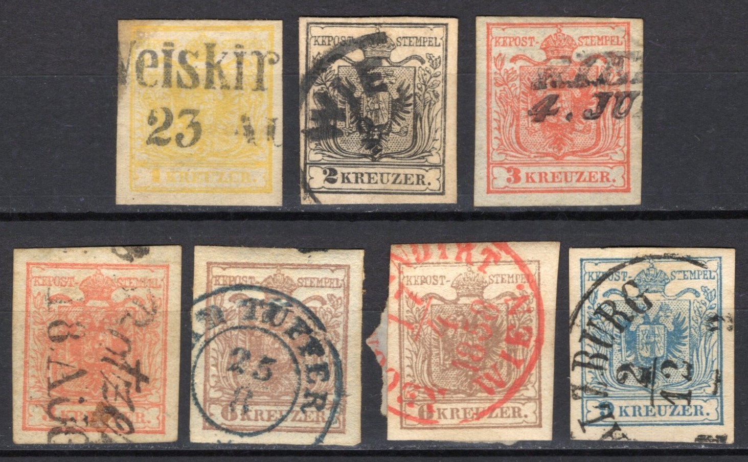 #106 - Austria - 1850/1854 - Lot of 7 Stamps - Used