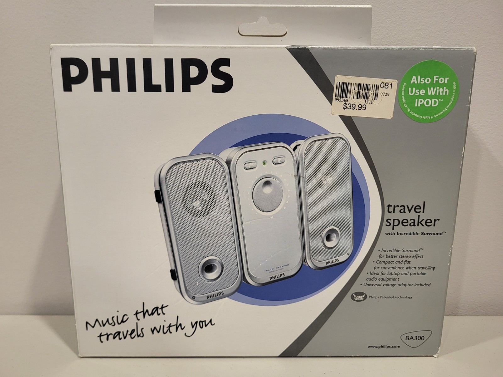 Philips SBC BA300 Portable Travel/Home Audio Speaker System NEW in Box Philips SBC BA300 Portable Travel/Home Audio Speaker System NEW in Box