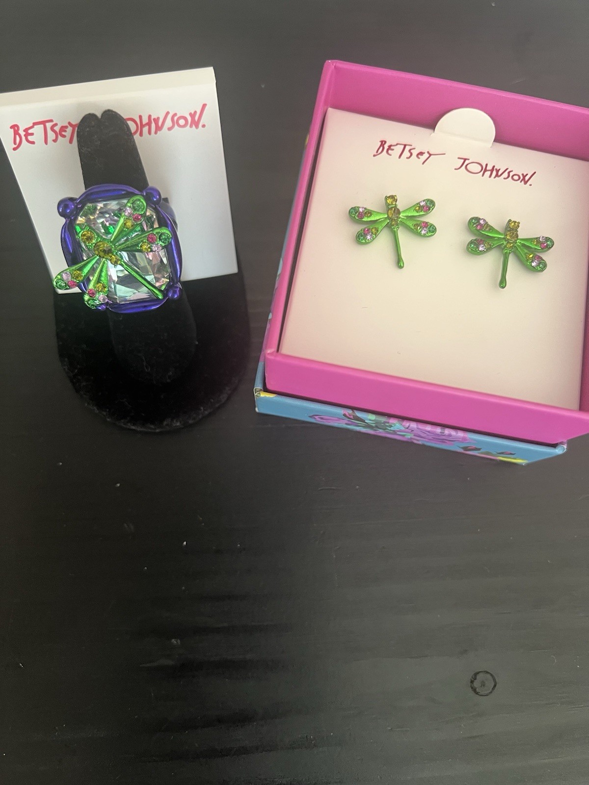 Betsey Johnson Dragonfly Earrings and Ring Set - P1 Betsey Johnson Dragonfly Earrings and Ring Set - P1