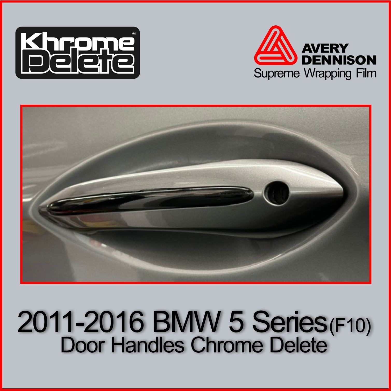 2011-2016 BMW 5 Sedan (F10) Door Handles Chrome Delete (Glossy Black)