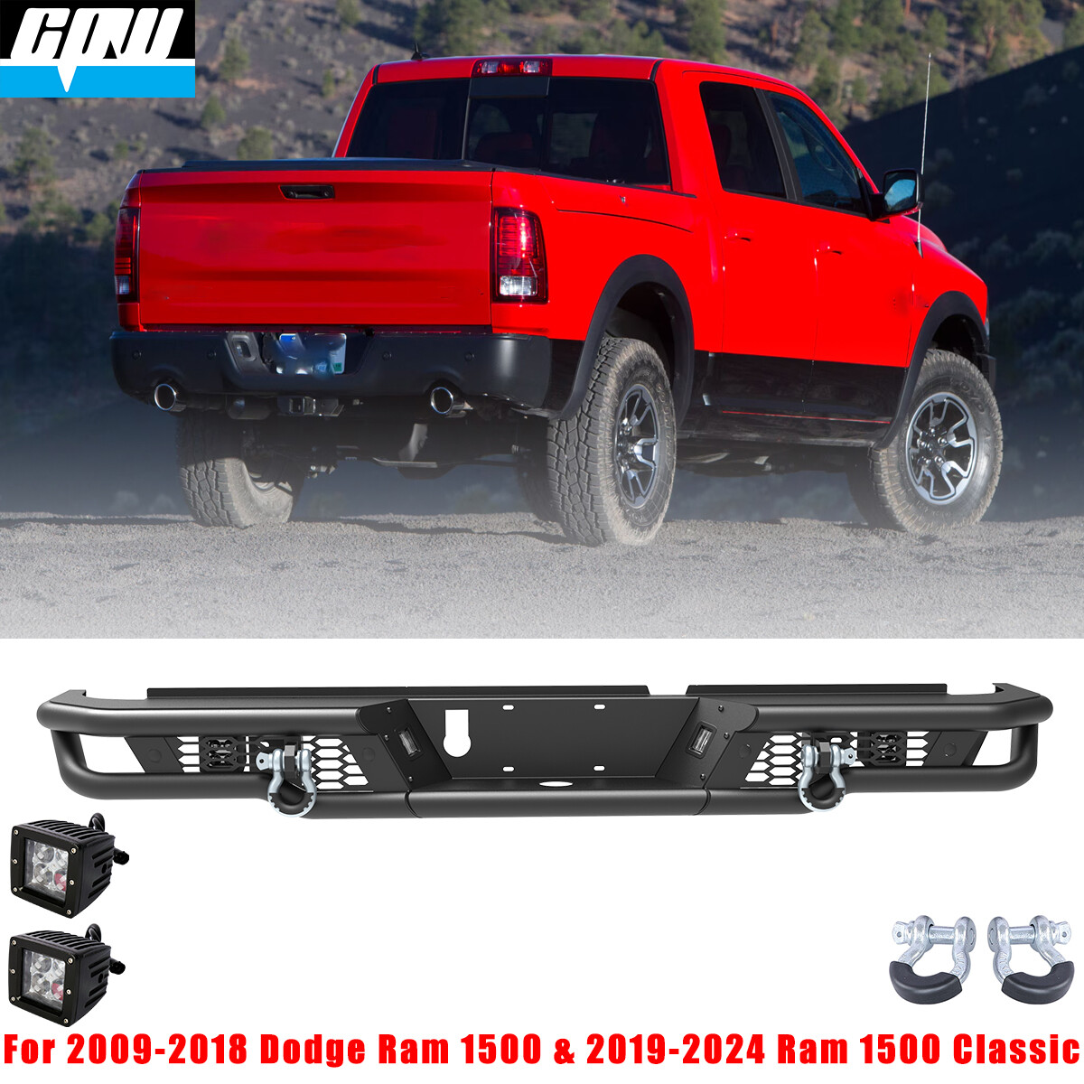 For 2009-18 Ram 1500 & 2019-24 Ram 1500 Classic Modular Off-Road Rear Bumper