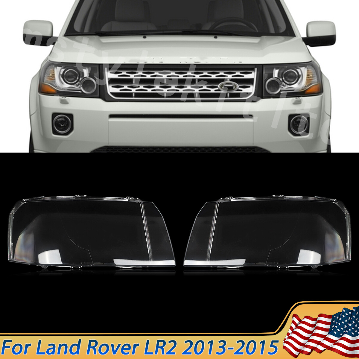 For 2013-2015 Land Rover LR2 Pair Headlight Lens Headlamp Cover Left & Right