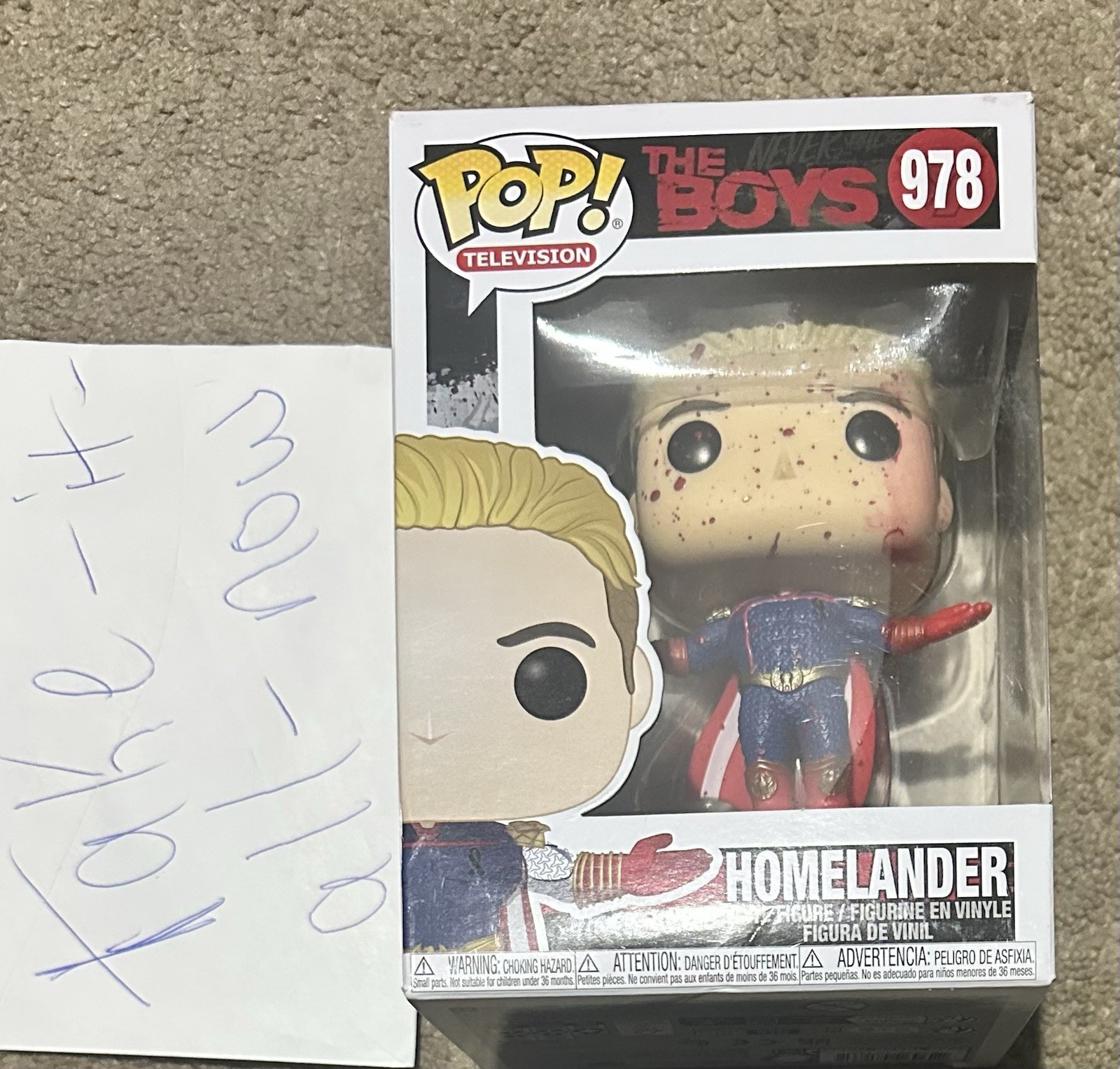 CUSTOM BLOODY Funko Pop Vinyl: Homelander #978 In Protector plus 