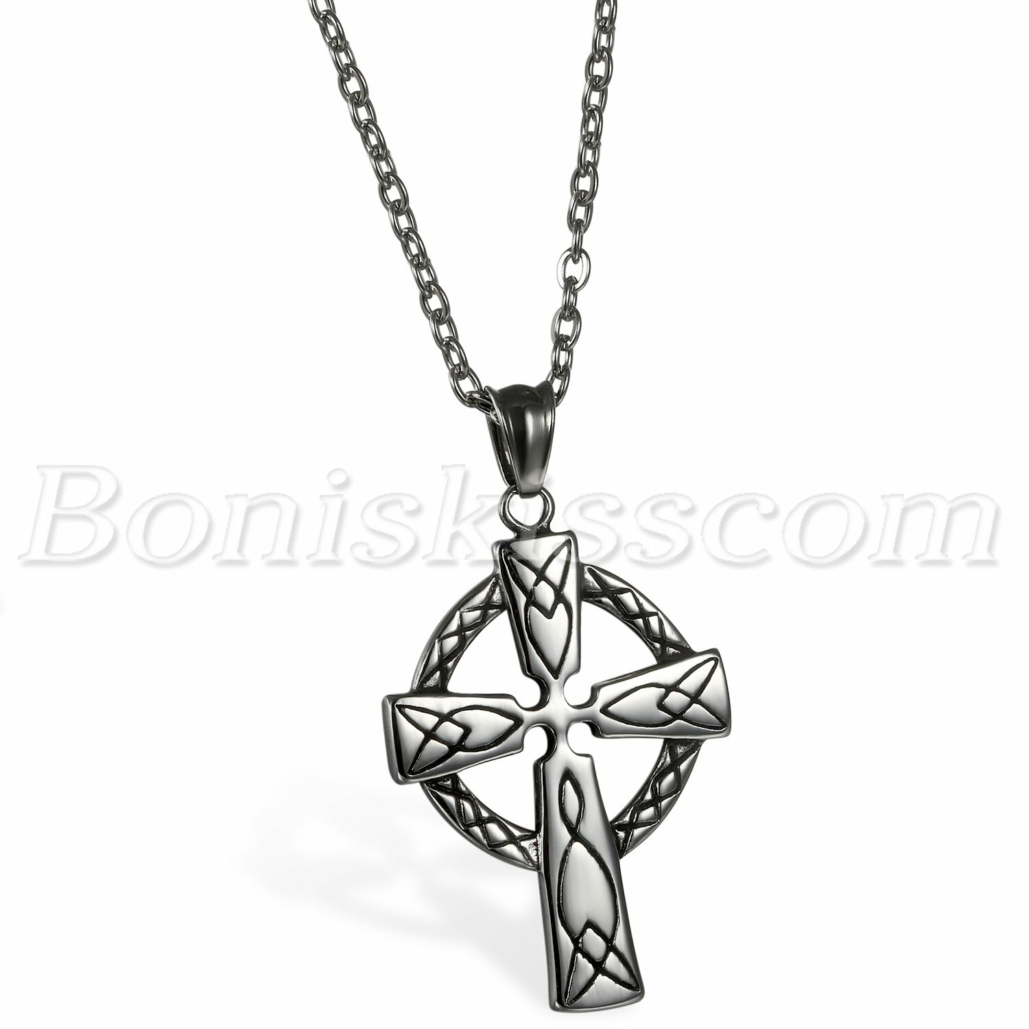 Men Vintage Classical Large Celtic Cross Irish Knot Pendant  Necklace Chain Gift