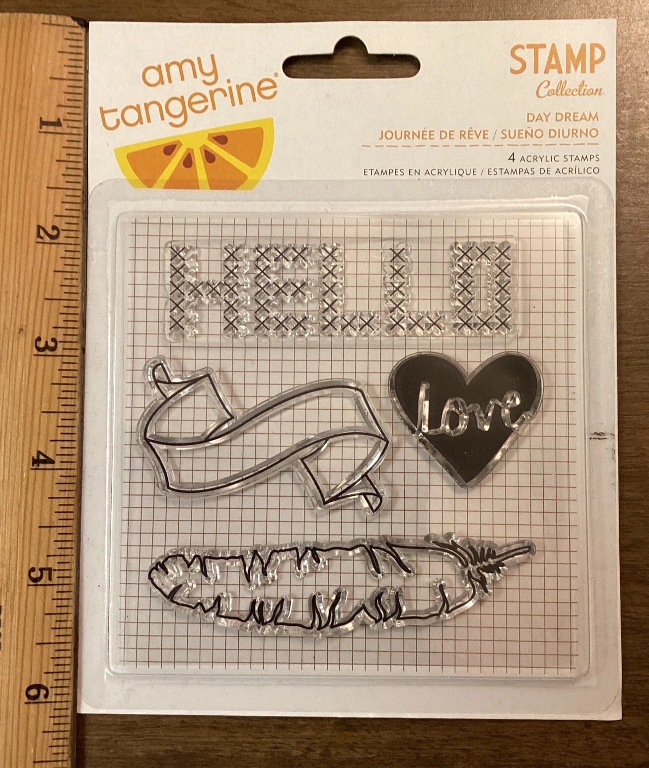 AMERICAN CRAFTS AMY TANGERINE DAY DREAM STITCHED CLEAR ACRYLIC STAMPS